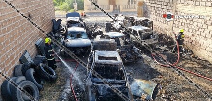 Ավտոկայանատեղիում բռնկված հրդեհի պատճառով 7 ավտոմեքենա վերածվել է մոխրակույտի․ shamshyan.com