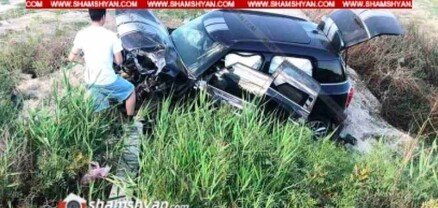 Խոշոր ավտովթար Արարատի մարզում. մեքենան բախվել է բետոնե էլեկտրասյանը, տապալել այն և հայտնվել դաշտում. shamshyan.com