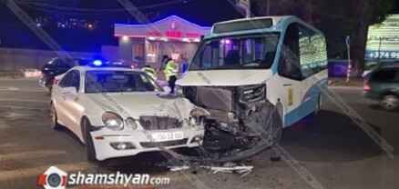 Բախվել են Mercedes մակնիշի ավտոմեքենան և թիվ 38 երթուղին սպասարկող ավտոբուսը․ shamshyan.com