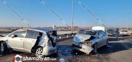Նոր Հաճնի կամրջի վրա բախվել են Nissan Tida և Opel Vectra մակնիշի ավտոմեքենաները. կան վիրավորներ․ shamshyan.com
