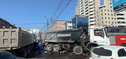 Կոմիտաս-Վաղարշյան փողոցի խաչմերուկում բեռնատարներ են իրար բախվել․ առկա է վառելիքի արտահոսք