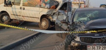 Խոշոր ավտովթար՝ Երևանում․ Թբիլիսյան խճուղում բախվել են Kia-ն ու Ford Transit-ը. կան վիրավորներ․ shamshyan.com