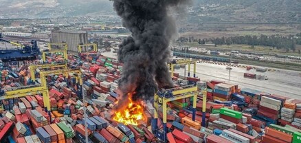 Թուրքիայի Իսքերենդունի նավահանգստում երկրաշարժից հետո խոշոր հրդեհ է բռնկվել
