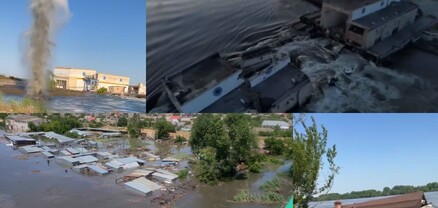 Կախովկայի ՀԷԿ-ի պայթեցված ամբարտակից ջուրը դուրս հեղեղվում․ բացառիկ տեսանյութ