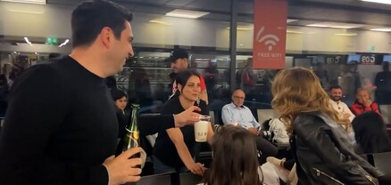 Ալեն Սիմոնյանը օդանավակայանում շնորհավորել է կնոջ տարեդարձը