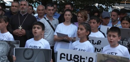 Արցախցի փոքրիկները ՄԱԿ-ի գրասենյակի մոտ հնչեցրեցին Արցախի օրհներգը