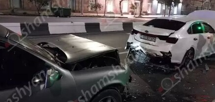 Երևանում՝ Արշակունյաց պողոտայում, բախվել են Mercedes-ը, Kia-ն և Opel-ը. կան վիրավորներ. shamshyan.com