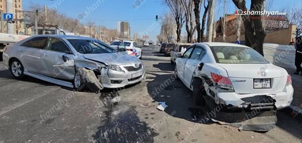 Երևանում բախվել են Toyota-ն, Honda-ն ու «ՎԱԶ 2106»-ը. կա վիրավոր. shamshyan.com