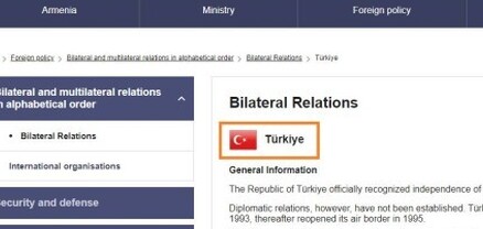 ՀՀ ԱԳՆ կայքում «երկկողմ հարաբերություններ» բաժնում արդեն փոխված տարբերակն է՝ Türkiye