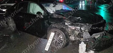 Երևանում Toyota Camry-ն հայտնվել է ջրափոսի մեջ ու բախվել կայանված Honda-ին. shamshyan.com