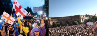 Սովորական երեսպաշտություն․ Թբիլիսիում բողոքի ակցիաներն ինքնաբուխ են, Երևանում՝ ուղղորդված