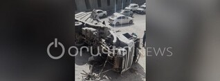 Երևանում ավազով բարձված բեռնատարը կողաշրջվել է, կա վիրավոր