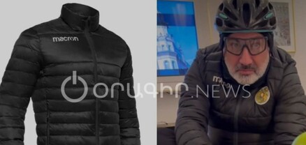 Փաշինյանը բաճկոնին թղթե կպչուն գերբ է փակցրել և հեծանիվ քշել