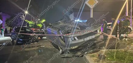 Նուբարաշենում բախվել են «Nissan Rogue»-ն ու «Hyundai Elysion»-ը. վերջինը գլխիվայր շրջվել է. կան վիրավորներ. shamshyan.com