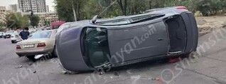 Երևանու բախվել են «Mercedes»-ն ու «Nissan»-ը. վերջինը կողաշրջվել է