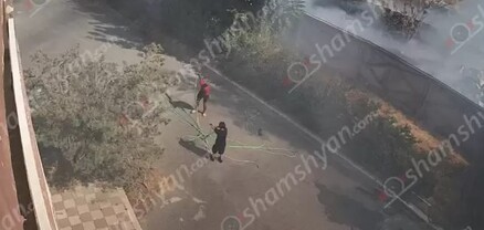 Ինչպես են դիտմամբ այրում չոր խոտը, բայց կրակի տարածումը շատ արագ կանխվում է. shamshyan.com