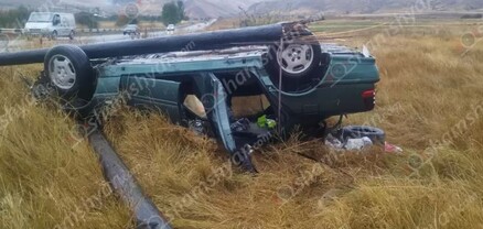 Լոռու մարզում Mercedes-ը բախվել է էլեկտրասյանը, կոտրել այն և գլխիվայր հայտնվել դաշտում․ shamshyan.com