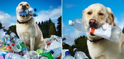 Շունը գումար է վաստակում՝ պլաստիկ շշեր հավաքելով