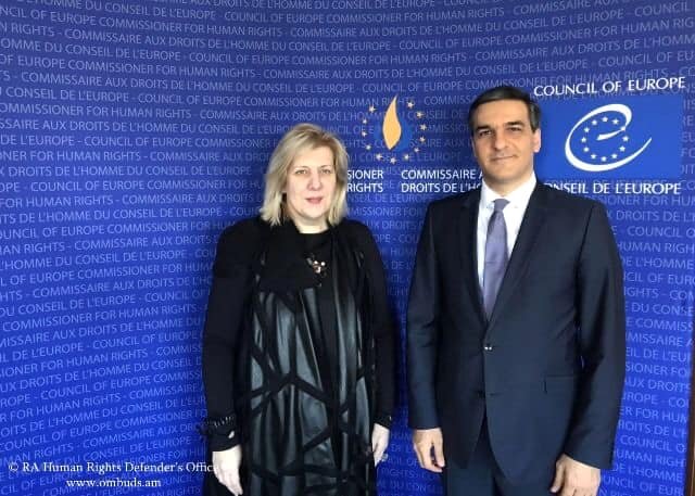 Արման Թաթոյանը Եվրոպայի խորհրդի մարդու իրավունքների հանձնակատար Դունյա Միյատովիչի հետ ունեցել է հրատապ քննարկում