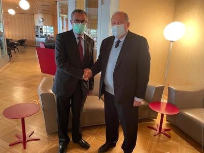 Արմեն Սարգսյանը Ժնևում հանդիպել է ԱՀԿ գյխավոր տնօրենի հետ․ քննարկվել է համաճարակային իրավիճակը Հայաստանում