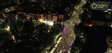 Ցուցարարների երթը՝ նկարահանված դրոնով