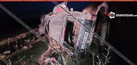 Mercedes-ը մի քանի պտույտ շրջվելով, բախվել է քարերին և կողաշրջված հայտնվել դաշտում
