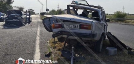 Արմավիրի մարզում բախվել են Infiniti-ն ու 06-ը․ 06-ի գազաբալոնը 180 մետր շպրտվել է․ shamshyan.com