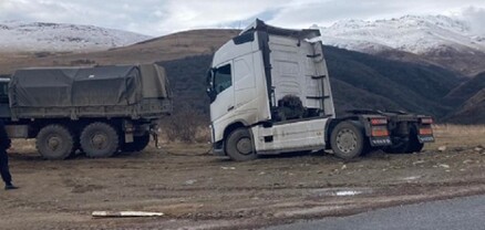 Աղվանի գյուղի մոտակայքում բեռնատարն արգելափակվել է ցեխակույտի մեջ