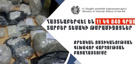 Հայտնաբերվել են 11 կգ 840 գրամ տարբեր տեսակի թմրամիջոցներ
