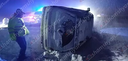 Վայոց ձորի մարզում Mitsubishi-ն մերկասառույցի, ձնաբքի պատճառով կողաշրջվել է. shamshyan.com