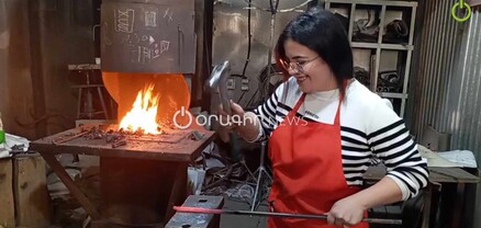 Երկաթի հետ աշխատելը ընձի շատ դուր գուկա, դու իրան կռնաս ինչ ձև ուզես, տաս. գյումրեցի կին դարբին