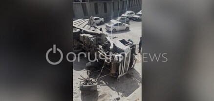 Երևանում ավազով բարձված բեռնատարը կողաշրջվել է, կա վիրավոր
