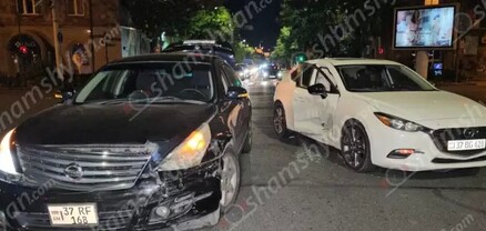 Ավտովթար՝ Երևանի կենտրոնում. բախվել են Mazda 3-ն ու Nissan-ը. shamshyan.com