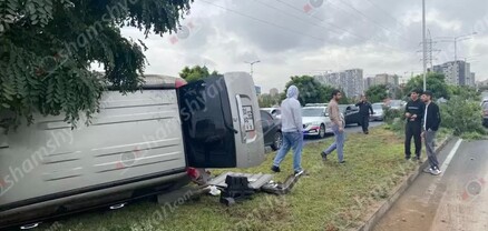 «Երևան Պարկ»-ի դիմաց բախվել են «Toyota»-ն ու «Nissan»-ը. վերջինը հայտնվել է կանաչ գազոնում. shamshyan.com