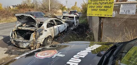 Ձորաղբյուրում բախվել են «Nissan Primera»-ն ու «Nissan Tiida»-ն  և բռնկվել. shamshyan.com