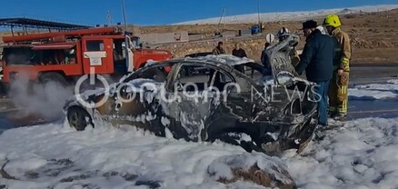 Աշնակ գյուղի խաչմերուկում բախվել են BMW-ն ու Mercedes-ը․ BMW-ն այրվել է․ տուժածներ չկան