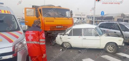 Աջափնյակում բախվել են «KamAZ»-ն ու «ՎԱԶ 2106»-ը. կա 1 զոհ, 2 վիրավոր. shamshyan.com