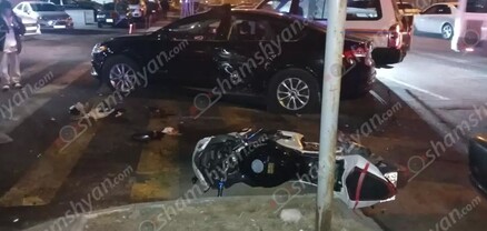 Երևանում բախվել են «Ford»-ն ու «Hayasa» մոտոցիկլը․ մոտոցիկլավարը և ուղևորը տեղափոխվել են հիվանդանոց․ shamshyan.com