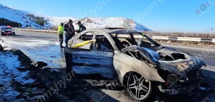 Չայնիի ոլորաններում հրդեհ է բռնկվել Mercedes-ում. այն ամբողջությամբ վերածվել է մոխրակույտի. shamshyan.com