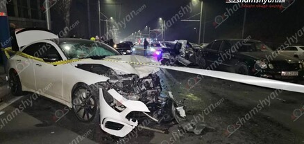Մյասնիկյան պողոտայում բախվել են «Lexus»-ը, «BMW»-ն ու 3 «Mercedes»-ներ. կան վիրավորներ. shamshyan.com