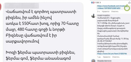 550 հատ խոզ, շան ձագեր. Փաշինյանի ֆեյսբուքյան էջում մարդիկ ապրանք են վաճառում