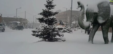 Ապարանում առատ ձյուն է տեղում