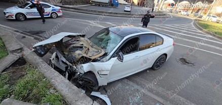 Երևանում «BMW»-ն «Բելաջիո»-ի մոտ բախվել է թունելի պատին. կա վիրավոր. shamshyan.com