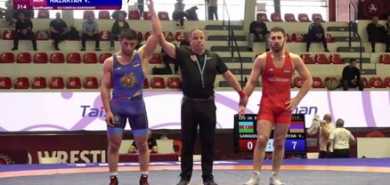 87 կգ քաշային Վիգեն Նազարյանը 7:0 հաշվով հաղթել է ադրբեջանցուն