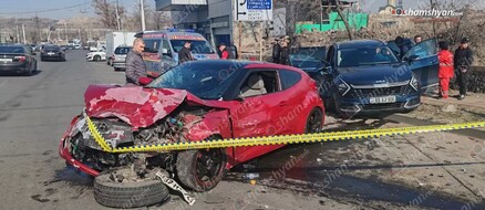 Երևանում բախվել են «Hyundai Veloster»-ն ու «Kia Sportage»-ը. կան վիրավորներ. shamshyan.com