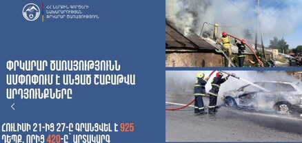Անցած շաբաթ գրանցվել է հրդեհի 328 դեպք, թունավորման` 10