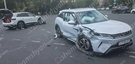 Ավտովթար՝ Երևանում. բախվել են էլեկտրական «Volkswagen» և «BYD» ավտոմեքենաները