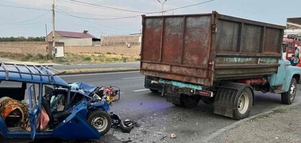 Էջմիածնում VAZ-ը բախվել է կայանած ZIL-ին․ վարորդին դուրս են բերել հատուկ տեխնիկայի օգնությամբ