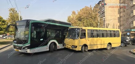Երևանում բախվել են «MAN» և «ISUZU» մակնիշի ավտոբուսները. ճանապարհն ամբողջությամբ փակվել է. shamshyan.com