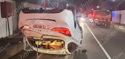 Դիլիջանի թունելում բախվել են բեռնատարը և Hyundai Elantra-ն․ վերջինը գլխիվայր շրջվել է․ կա վիրավոր
